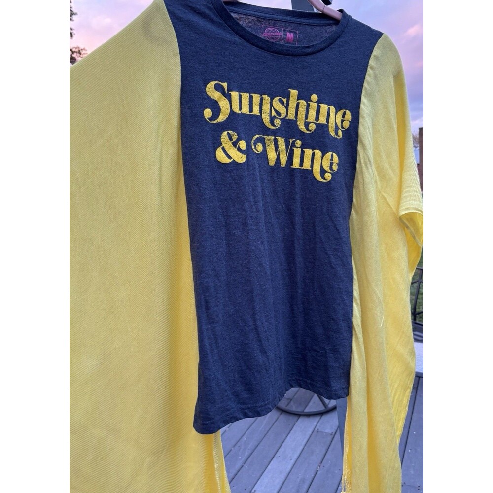 Sunshine And Wine Upcycled Poncho Flutter Sleeve Boho T-shirt One Size Fits Most
